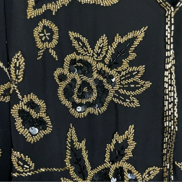 NWT Indigo Moon Floral Beaded Black and Gold Cropped Evening Jacket Size XL Boho - Picture 7 of 13